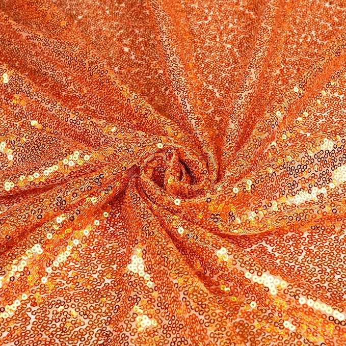 SquarePie Sequin Backdrop Curtain 2FTx8FT Orange 2pcs Background for Halloween Thanksgiving Party Decoration