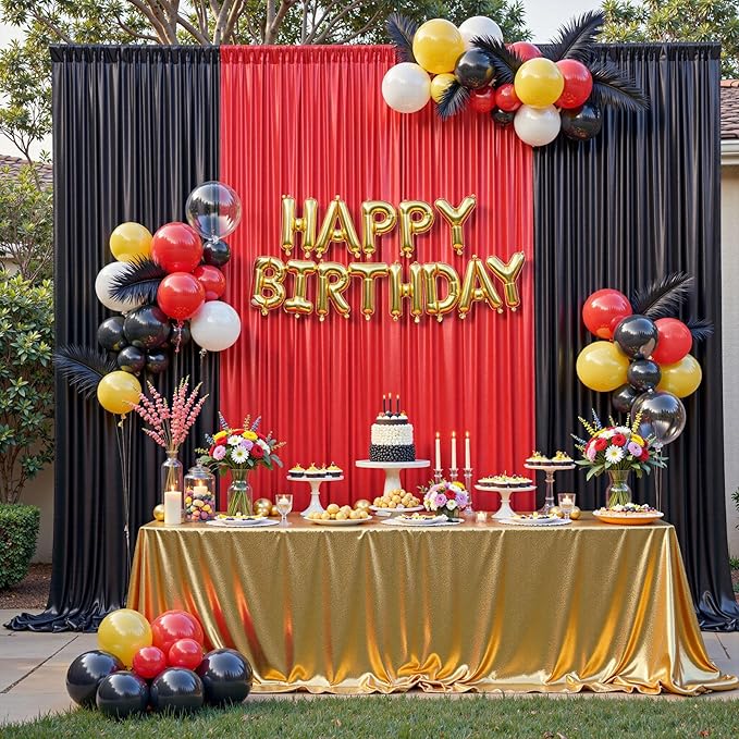 10x10 ft Red Sequin Backdrop Curtain Panels for Parties, Wrinkle Free Glitter Photo Backdrop Drapes 2 Panels 5x10FT Shimmer Back Drop Cloth for Wedding Birthday Christmas Photography Background