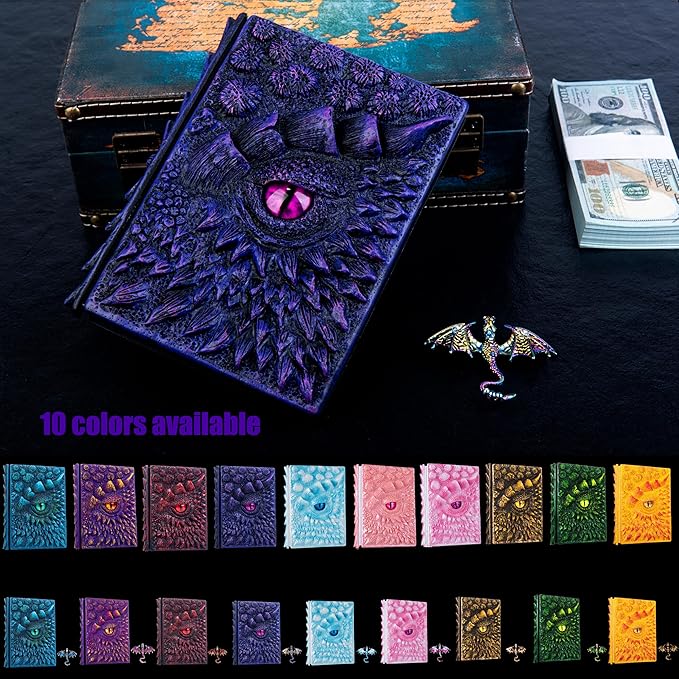 3D Dragon Eye Embossed Journal,Resin Engraving Notebook,Dnd notebook for Dragon Lovers ,Blank Paper,Hardcover Travel Notepad for Writing,Sketchbook,Collection,Gift,Decoration A4 and A5 Size (A5-Dark Purple-Lined)