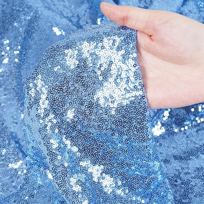 Poise3EHome Baby Blue Sequin Backdrop Curtains, 2 PCS 5FT x 10FT Glitter Panels for Birthday Party Baby Shower Wedding Christmas Thanksgiving Holiday Festival Decor