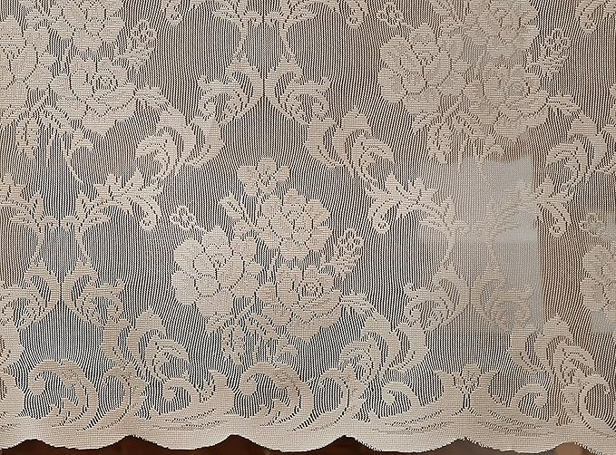 LinenZone Linen Rectangle Tablecloth for Rustic Vintage Decor. Sheer Lace Tablecloth Works Great As Wedding, Thanksgiving or Baby Shower Decor (Mia TC 54 x 72, Linen)