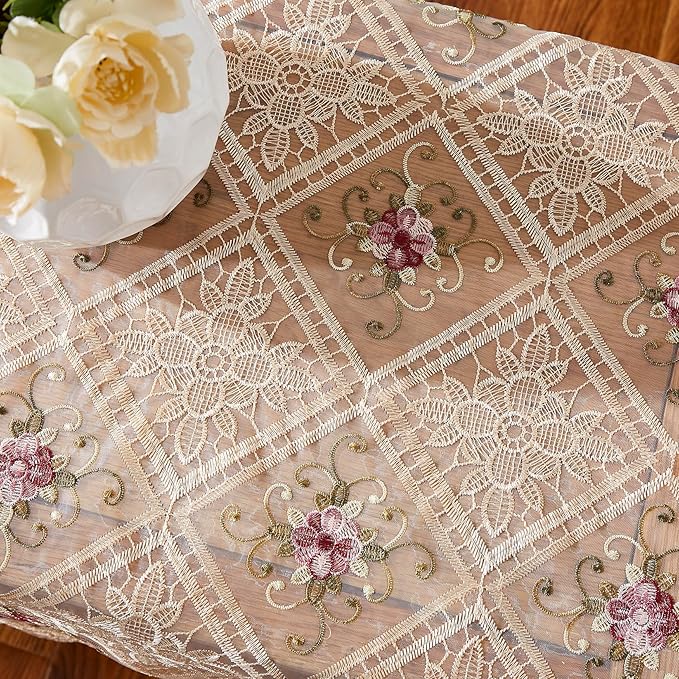 WARM HOME DESIGNS 36 Inch Round Tablecloth. Use Small Gold Tablecloth as Crochet Tablecloth, Coffee Table Cloth, Dresser Cover Top or Table Topper. Rustic Tablecloth for Vintage Kitchen. VTC Linen 36"