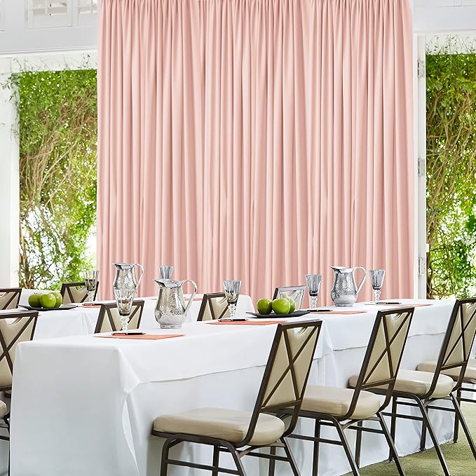 AK TRADING CO. 10 feet x 10 feet Polyester Backdrop Drapes Curtains Panels with Rod Pockets - Wedding Ceremony Party Home Window Decorations - Blush Pink (DRAPE-5x10-BLUSH) (Pack of 24)