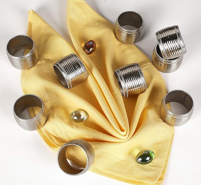 Silver Napkin Rings Set of 12 – Classic Metal Napkin Holders for Weddings, Dinner Parties, Family Gatherings, Holidays & Everyday Table Décor