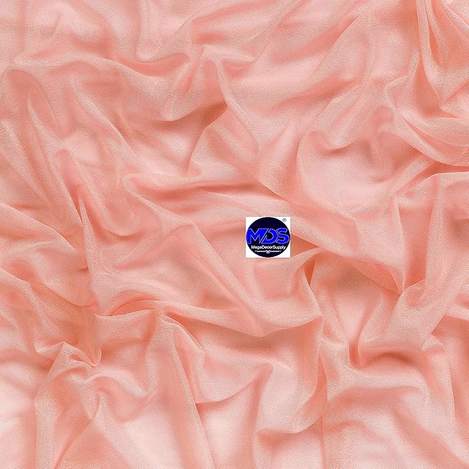 MDS Halloween Chiffon Draping Fabric - 2 Panel, 30" Wide x 20ft Long - Sheer Spooky Arbor & Canopy Drapery for Haunted House Backdrops, Party Ceilings, DIY Costumes & Themed Events - Peach
