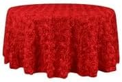 Efavormart 132" Wholesale Round Table Cover RED Grandiose Rosette 3D Satin Tablecloth for Wedding Party Event Decoration