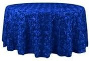 Efavormart 132" Wholesale Round Table Cover Royal Blue Grandiose Rosette 3D Satin Tablecloth for Wedding Party Event Decoration