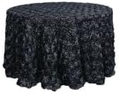Efavormart 120" Wholesale Round Table Cover Black Grandiose Rosette 3D Satin Tablecloth for Wedding Party Event Decoration