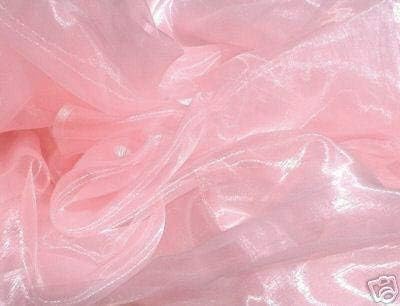 VDS Blush Pink Organza Fabric, 10 Yards Continuous, 45” Wide, Wedding Party Decoration Iridescent Crystal Sheer Shiny Organza Tulle Bridal Dress DIY Crafts Costume Sewing Backdrop Arch Cloth