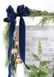 Navy Blue Christmas Velvet Ribbon for Tree, Gift Wrapping, Flower Bouquet, Wreath Decorations, Bow Making 1'', 25 Yards