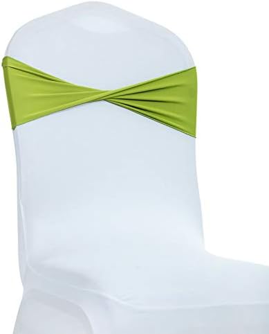 VDS Pack of 200 PCS | Apple Green | Spandex Chair Sashes Bows Without Buckle | Stretch Elastic Banquet Universal Folding Chair Band Tie with for Wedding Party Conference Celebration Event Decoration
