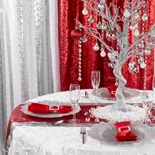 Red Sequin Backdrop Curtains 1 Panel 8FTx8FT Glitter Red Photo Backdrop Drapes Party Wedding Baby Shower Curtain Sparkle Photography Background