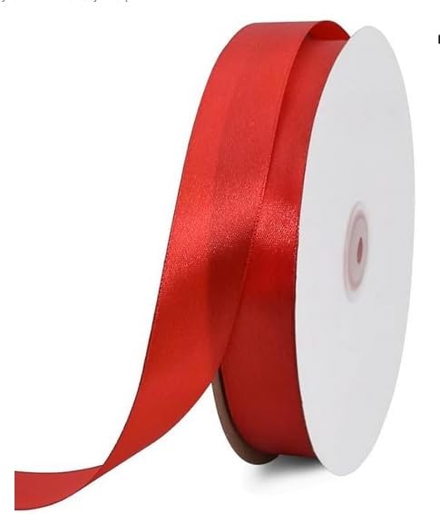 TONIFUL 1 Inch x 100yds Red Satin Ribbon, Thin Solid Color Satin Ribbon for Gift Wrapping, Crafts, Hair Bows Making, Wedding Party Decoration, Sewing, Invitation Cards, Floral Bouquets, Christmas