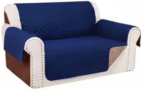 Reversible Loveseat Sofa Covers Couch Cover Furniture Protector(Loveseat Small,Navy/Camel)