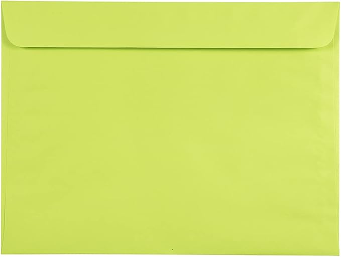JAM PAPER 9 x 12 Booklet Colored Envelopes - Ultra Lime Green - Bulk 1000/Carton