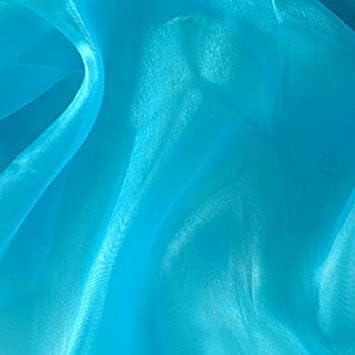 VDS Turquoise Organza Fabric, 45 Yards Continuous, 45” Wide, Wedding Party Decoration Iridescent Crystal Sheer Shiny Organza Tulle Bridal Dress DIY Crafts Costume Sewing Backdrop Arch Cloth