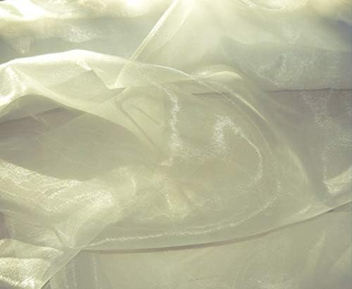 VDS Ivory Organza Fabric, 40 Yards Continuous, 45” Wide, Wedding Party Decoration Iridescent Crystal Sheer Shiny Organza Tulle Bridal Dress DIY Crafts Costume Sewing Backdrop Arch Cloth