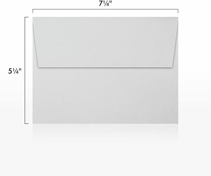 LUXPaper A7 Invitation Envelopes | Peel & Press | 5 1/4" x 7 1/4" | Gray | 80lb. Text | 100% Cotton | 1,000 Qty