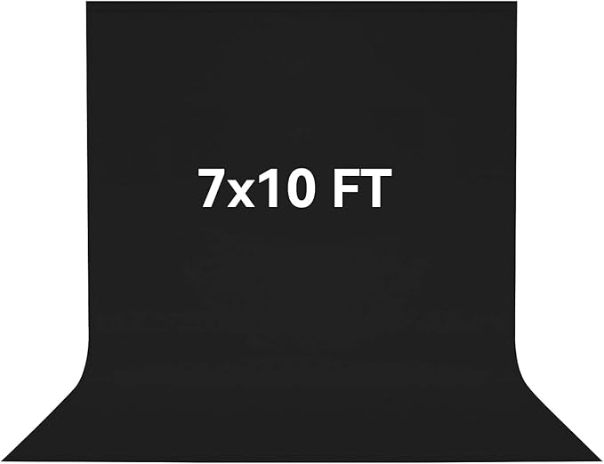 7X10 FT Black Backdrop, 100% Polyester Photography Background Curtain Screen, Foldable Washable Black Screen for Professional Photoshoot Portraits Party Video Studio