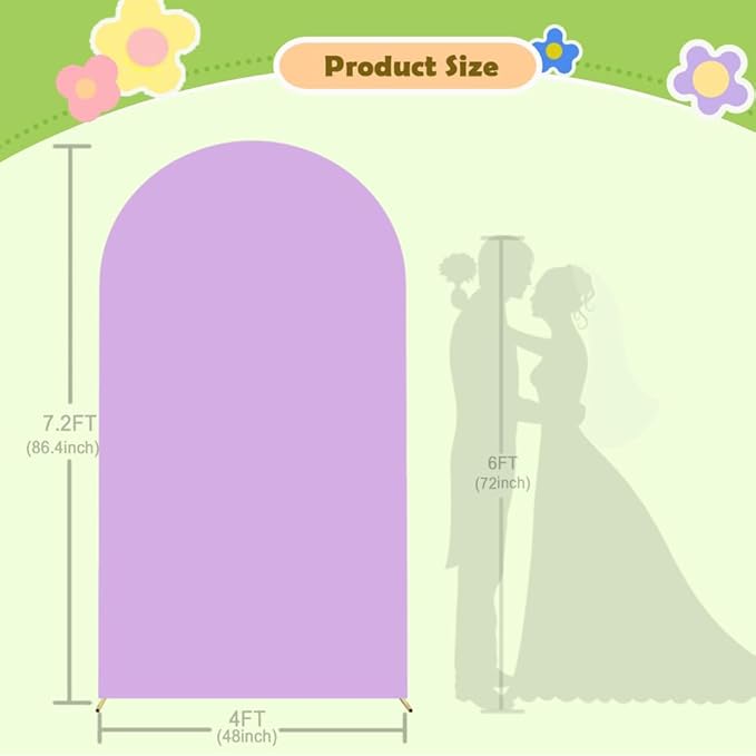 Lavender Arch Cover 7.2ft Purple Arch Backdrop Covers Halloween Chiara Arch Frame Back Drop Cover Spandex Fitted Arch Panels Backdrop Stand Cover for Baby Shower Happy Birthday Prom Decoration
