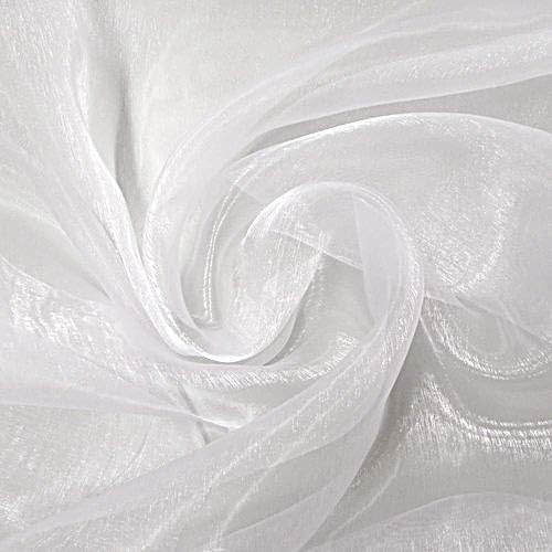 VDS White Organza Fabric, 75 Yards Continuous, 45” Wide, Wedding Party Decoration Iridescent Crystal Sheer Shiny Organza Tulle Bridal Dress DIY Crafts Costume Sewing Backdrop Arch Cloth