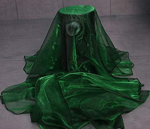 VDS Hunter Green Organza Fabric, 60 Yards Continuous, 45” Wide, Wedding Party Decoration Iridescent Crystal Sheer Shiny Organza Tulle Bridal Dress DIY Crafts Costume Sewing Backdrop Arch Cloth