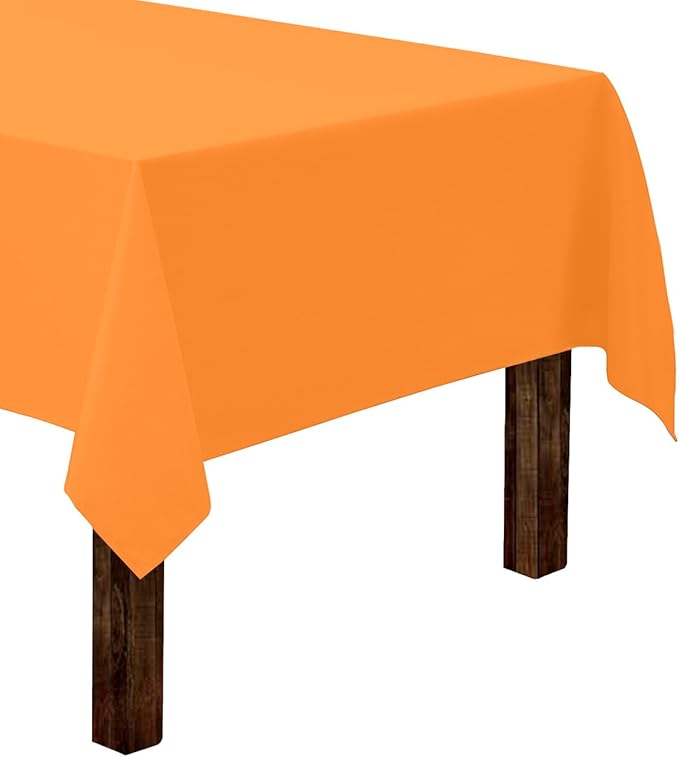 Gee Di Moda Rectangle Tablecloth - 60 x 102 Inch Orange Table Cloth for 6 Foot Rectangle Table - Heavy Duty Washable Fabric - for 6 Ft Buffet Table, Holiday Party, Dinner, Wedding & Baby Shower