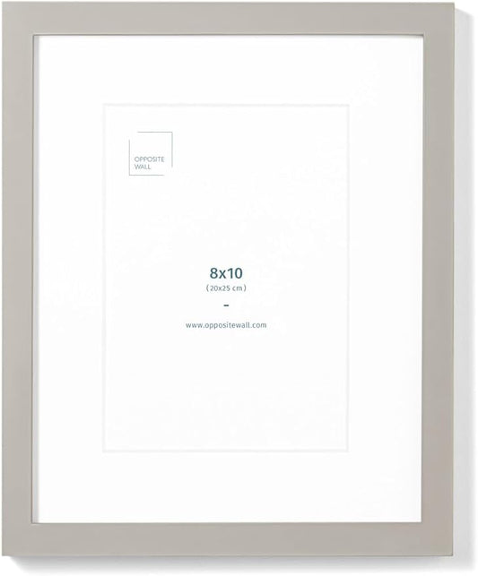 Opposite Wall - 8x10 in - Real Wood Grey Picture Frame - Lightweight, Versatile & Shatterproof - Wall Hanging & Tabletop Photo Frame - Office, Gallery & Home Decor