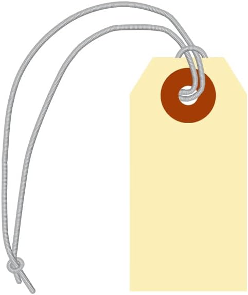 SmartSign Blank Manila Shipping Tags with Elastic Strings - Pack of 250, Size-1, 13pt Thick Pre-Strung Cardstock Tag, 2.75 x 1.375 inch, Paper Hang Tags with Reinforced Fiber Patch