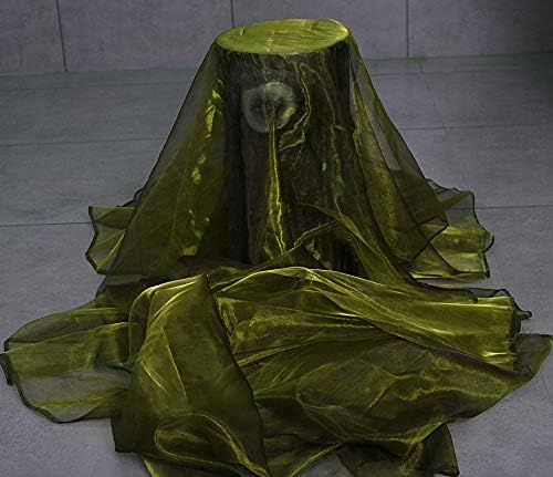 VDS Olive Green Organza Fabric, 75 Yards Continuous, 45” Wide, Wedding Party Decoration Iridescent Crystal Sheer Shiny Organza Tulle Bridal Dress DIY Crafts Costume Sewing Backdrop Arch Cloth