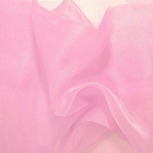 VDS Pink Organza Fabric, 15 Yards Continuous, 45” Wide, Wedding Party Decoration Iridescent Crystal Sheer Shiny Organza Tulle Bridal Dress DIY Crafts Costume Sewing Backdrop Arch Cloth