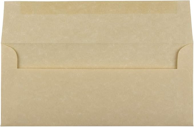 JAM PAPER #10 Business Parchment Envelopes - 4 1/8 x 9 1/2 - Brown Recycled - 50/Pack