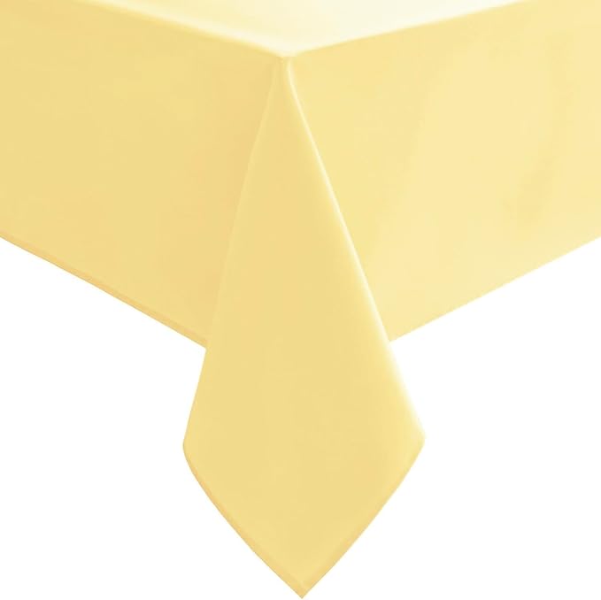 Hiasan Waterproof Tablecloth Rectangle - Washable Fabric Table Cloth for Dining Room Kitchen Birthday Party and Outdoor Use, Light Yellow, 70 x 90 Inch