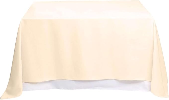 Efavormart 90" Beige Wholesale Linens Polyester Square Linen Tablecloth for Kitchen Dining Catering Wedding Birthday Party Events