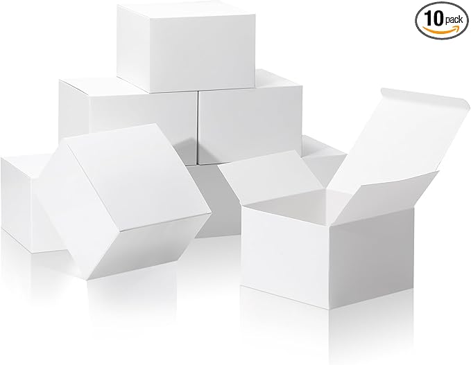 COTOPHER Small Gift Boxes 10 Pack 6x6x4 inches White Gift Boxes with Lids for Gifts, Crafting, Wedding Party Favor, Cupcake Box, Candy, Bridesmaids Proposal Box