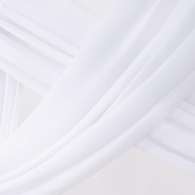 Socomi Wedding Arch Draping Fabric 3 Panels 29" x 19Ft White Sheer Chiffon Curtain Drapes 6 Yards for Wedding Ceremony Birthday Party Decoration