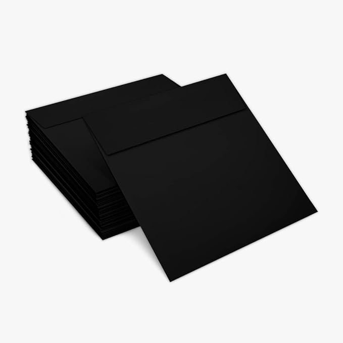 LUXPaper Square Invitation Envelopes | Peel & Press | 6 1/2" x 6 1/2" | Midnight Black | 80lb. Text | 50 Qty