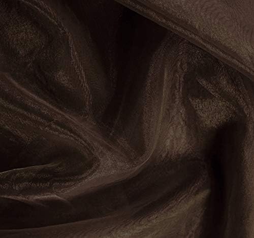 VDS Coffee Organza Fabric, 15 Yards Continuous, 45” Wide, Wedding Party Decoration Iridescent Crystal Sheer Shiny Organza Tulle Bridal Dress DIY Crafts Costume Sewing Backdrop Arch Cloth