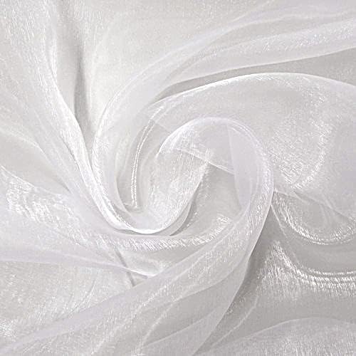 VDS White Organza Fabric, 30 Yards Continuous, 45” Wide, Wedding Party Decoration Iridescent Crystal Sheer Shiny Organza Tulle Bridal Dress DIY Crafts Costume Sewing Backdrop Arch Cloth