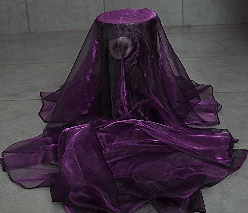 VDS Dark PurpleOrganza Fabric, 35 Yards Continuous, 45” Wide, Wedding Party Decoration Iridescent Crystal Sheer Shiny Organza Tulle Bridal Dress DIY Crafts Costume Sewing Backdrop Arch Cloth