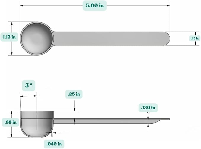 2 Teaspoon (2/3 Tablespoon | 10 mL) Long Handle Rounded Scoop for Measuring Coffee, Pet Food, Grains, Protein, Spices and Other Dry Goods (Pack of 1)