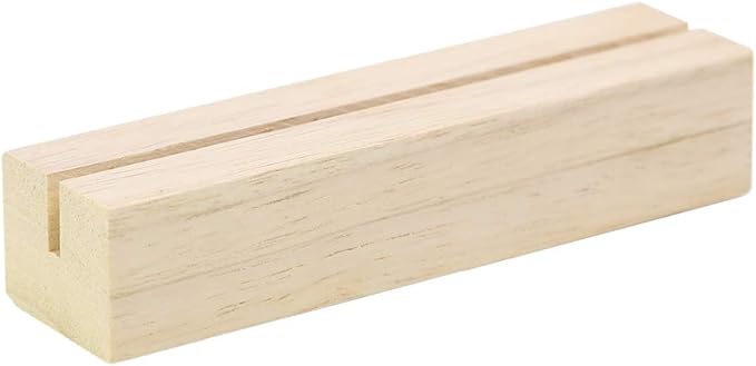 UNIQOOO 5 Pack Wood Table Number Stands | 1/8” Thick Acrylic Sign Holders | Oak Wood Display Stands | Place Card Holder, Perfect for Retail Shop Wedding Dinner Party, Events Decoration, Retail Shop