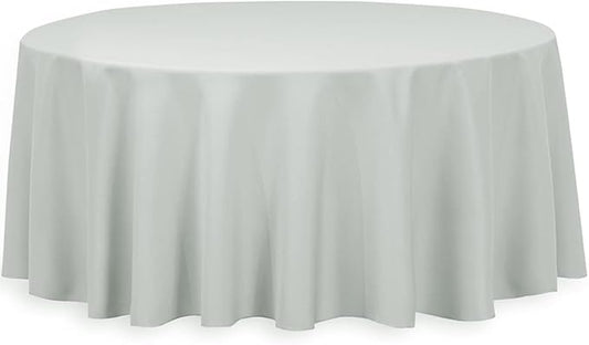LinenTablecloth 132-Inch Round Polyester Tablecloth Silver