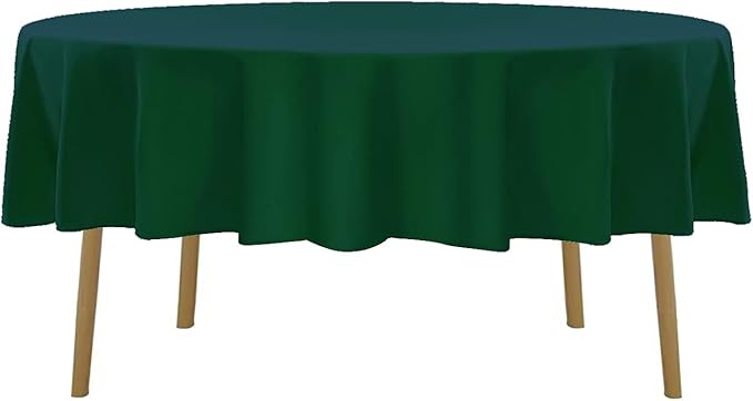 90 inch Round Tablecloth Washable Polyester Table Cloth Decorative Table Cover for Wedding Party Dining Banquet（90 inch, Hunter）