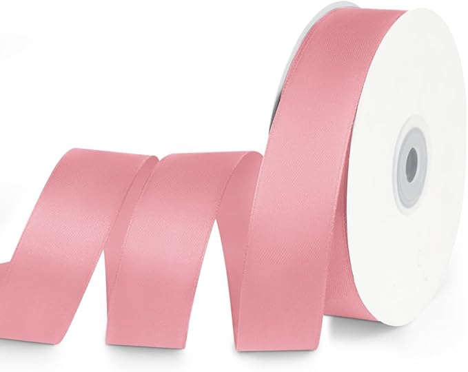 1" x 50 Yards Satin Ribbon - Pink Silk Ribbon with Spool - Ideal for Gift Wrapping, Floral Bouquets, Crafts, Wedding Party Decorations, Christmas and Sewing Projects
