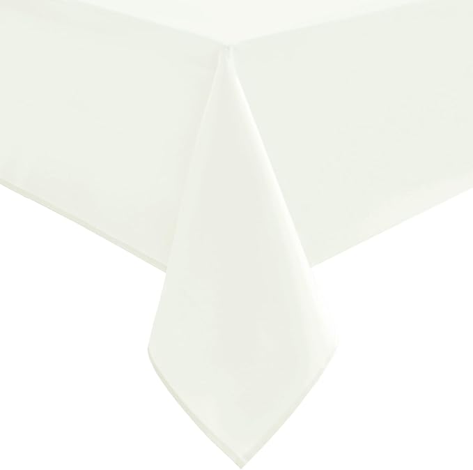 Hiasan Tablecloth for Rectangle Tables - 70 x 140 inch - Waterproof, Spillproof & Wrinkle Resistant Washable Polyester Table Cloth for Dining/Party/Outdoor Picnic, Ivory