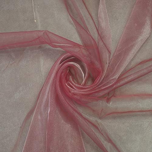 VDS Dusty Pink Organza Fabric, 45 Yards Continuous, 45” Wide, Wedding Party Decoration Iridescent Crystal Sheer Shiny Organza Tulle Bridal Dress DIY Crafts Costume Sewing Backdrop Arch Cloth