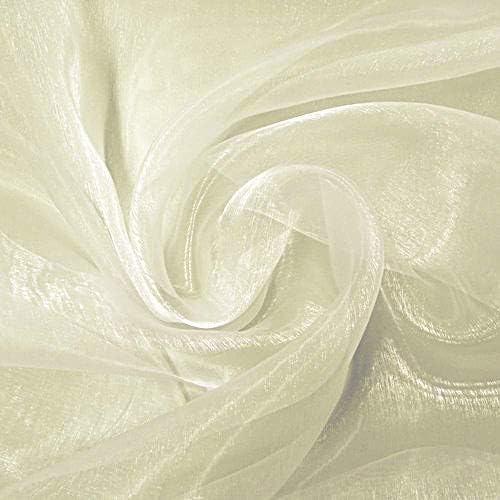 VDS Cream Organza Fabric, 25 Yards Continuous, 45” Wide, Wedding Party Decoration Iridescent Crystal Sheer Shiny Organza Tulle Bridal Dress DIY Crafts Costume Sewing Backdrop Arch Cloth