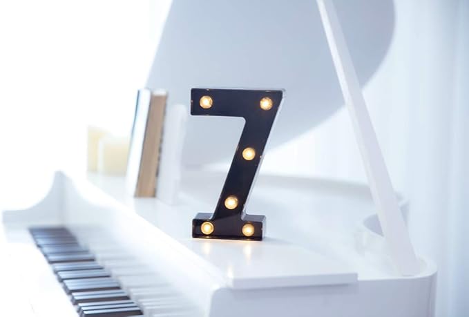 Foaky Black LED Marquee Number Lights Sign Light Up Marquee Number Lights Sign for Night Light Wedding Birthday Party Battery Powered Christmas Lamp Home Bar Decoration