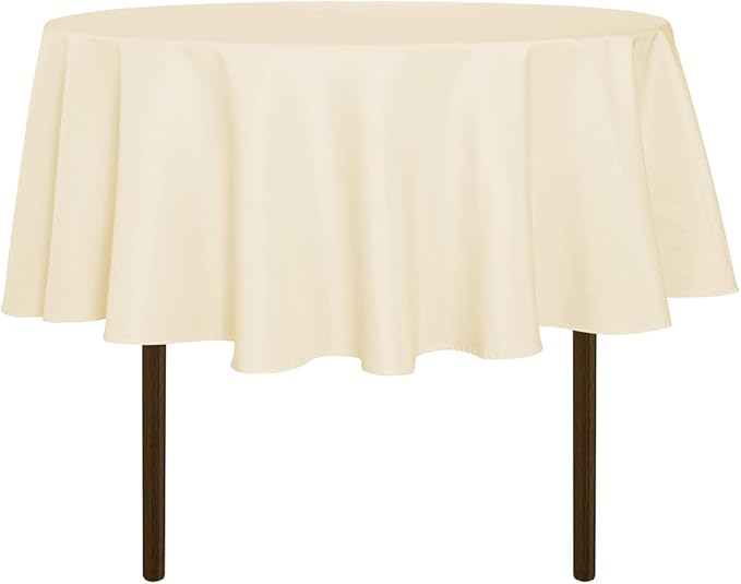 sancua Round Tablecloth - 48 Inch - Water Resistant Spill Proof Washable Polyester Table Cloth Decorative Fabric Table Cover for Dining Buffet Parties, Beige (Fits 30-36 Inch Tables)